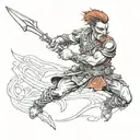 warrior wielding tattoo design idea