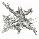 warrior wielding tattoo design idea