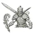warrior wielding tattoo design idea