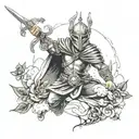 warrior wielding tattoo design idea