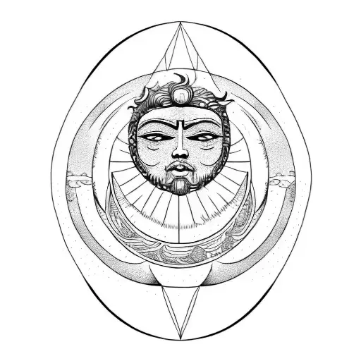 Moon, sun, mythologi Icarus tattoo design idea