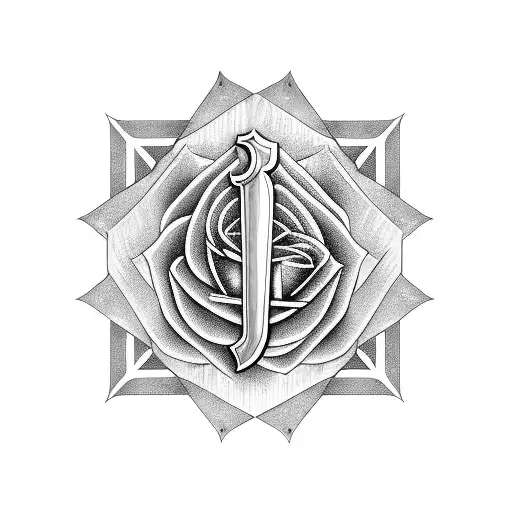 a sword with diamond and rose designs on it tattoo design idea