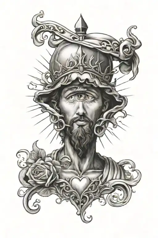 sacred heart eye of jesus tattoo design idea