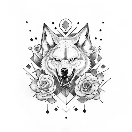 lobo bosque tiempo iglesia tattoo design idea