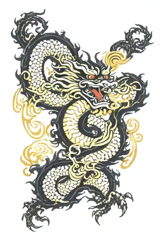 kaido dragon form swirling smoke tattoo design idea