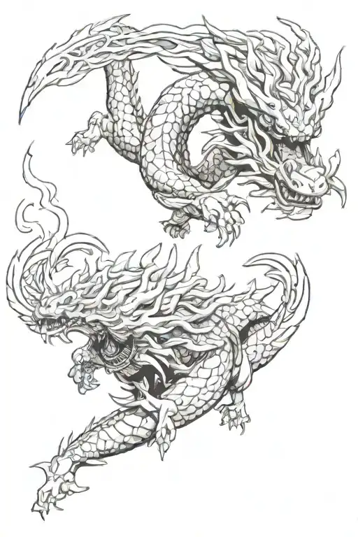 kaido dragon flying around enma tattoo design idea