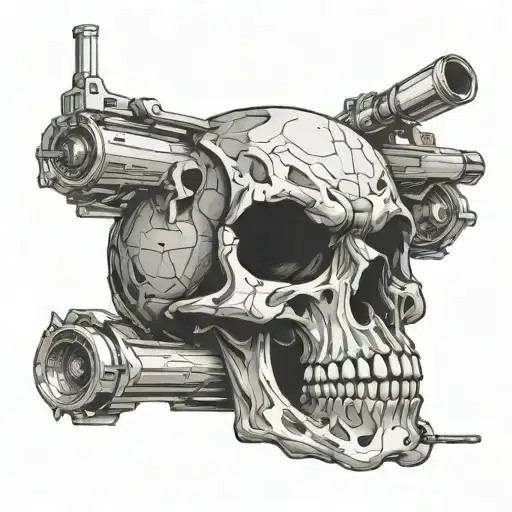 universe earth sniper future skull tattoo design idea