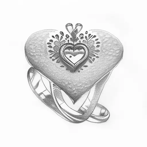 2 wedding rings, heart and name Andreea tattoo design idea