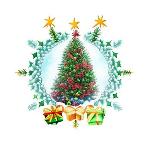 christmas  tree tattoo design idea