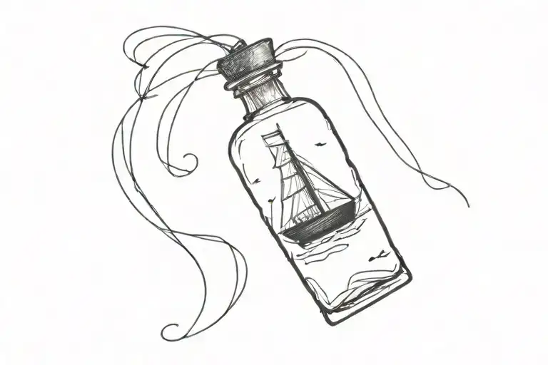 The Black Pearl in a Bottle  tattoo design idea