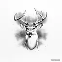 whitetail deer and hardwood forest tattoo design idea