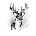 whitetail deer and hardwood forest tattoo design idea