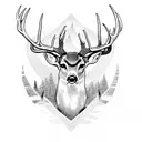 whitetail deer and hardwood forest tattoo design idea