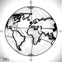 A world map tattoo with the outlines of France, Morocco, and Lebanon connected by artistic elements representing each cu tattoo design idea