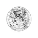 A world map tattoo with the outlines of France, Morocco, and Lebanon connected by artistic elements representing each cu tattoo design idea