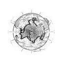 A world map tattoo with the outlines of France, Morocco, and Lebanon connected by artistic elements representing each cu tattoo design idea