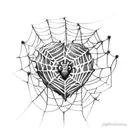flowers spider web heart tattoo design idea