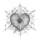 flowers spider web heart tattoo design idea