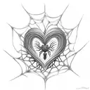 flowers spider web heart tattoo design idea