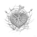flowers spider web heart tattoo design idea