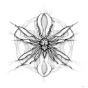 flowers spider web heart tattoo design idea