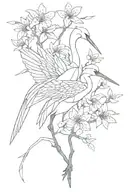 cherry blossom flowers japanese crane tsuru origami folding tattoo design idea