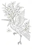cherry blossom flowers japanese crane tsuru origami folding tattoo design idea