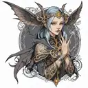 Character Name: Nyx, the Shadowweaver Visual Description: Nyx is a mysterious shapeshifting sorceress, with skin that sh tattoo design idea