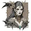 Character Name: Nyx, the Shadowweaver Visual Description: Nyx is a mysterious shapeshifting sorceress, with skin that sh tattoo design idea