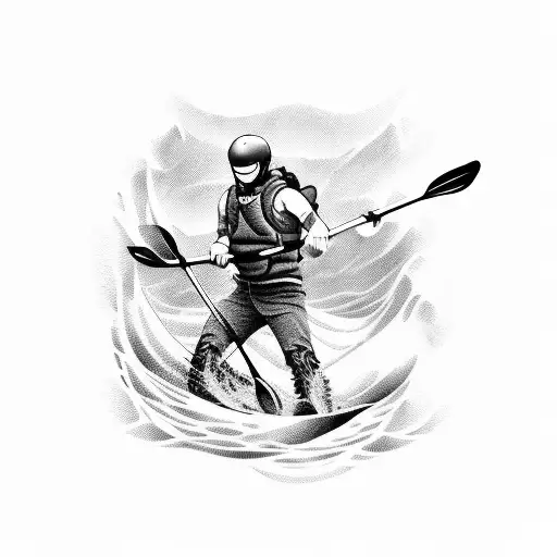 whitewater kayaking tattoo design idea