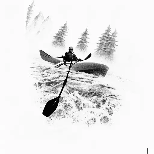 whitewater kayaking,waterfall, kayak tattoo design idea