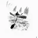whitewater kayaking,waterfall, kayak tattoo design idea