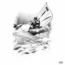 whitewater kayaking,waterfall, kayak tattoo design idea