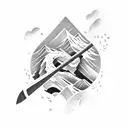 whitewater kayaking,waterfall, kayak tattoo design idea