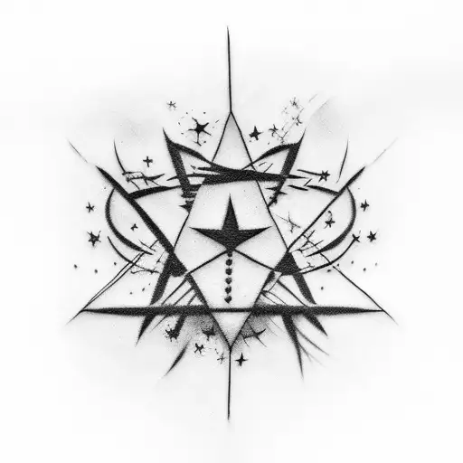 five stars linked with barbed wire tattoo design idea