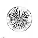 A roulette wheel with musical notes instead of numbers, symbolizing the client's passion for gambling and music. tattoo design idea