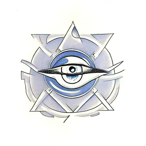 Merging symbol of eye and triangle as a tattoo tattoo design idea