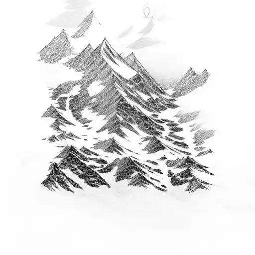 snow mountains with waves tattoo design idea