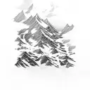 snow mountains with waves tattoo design idea