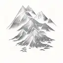 snow mountains with waves tattoo design idea