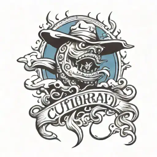 cutthroat I'm magreb font cursive with clouds   tattoo design idea