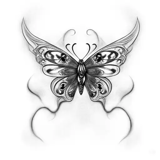 Butterfly with demon tattoo design idea