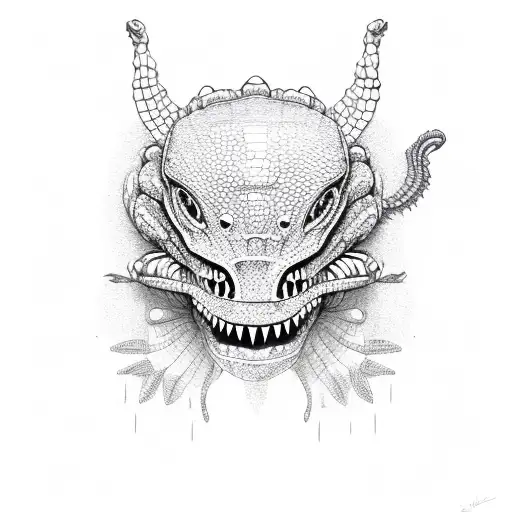 alien alligator  tattoo design idea