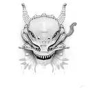 alien alligator  tattoo design idea