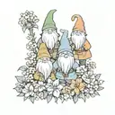 gnomes and flowers wrapped tattoo design idea
