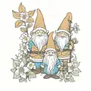 gnomes and flowers wrapped tattoo design idea