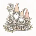 gnomes and flowers wrapped tattoo design idea
