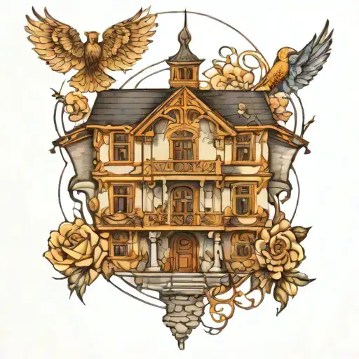 architecture with nursing tattoo design idea