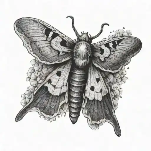 a hawk moth with a fluffy mustache tattoo design idea