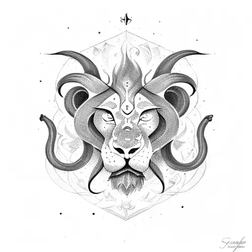 signe astrologique scorpion et lion  tattoo design idea